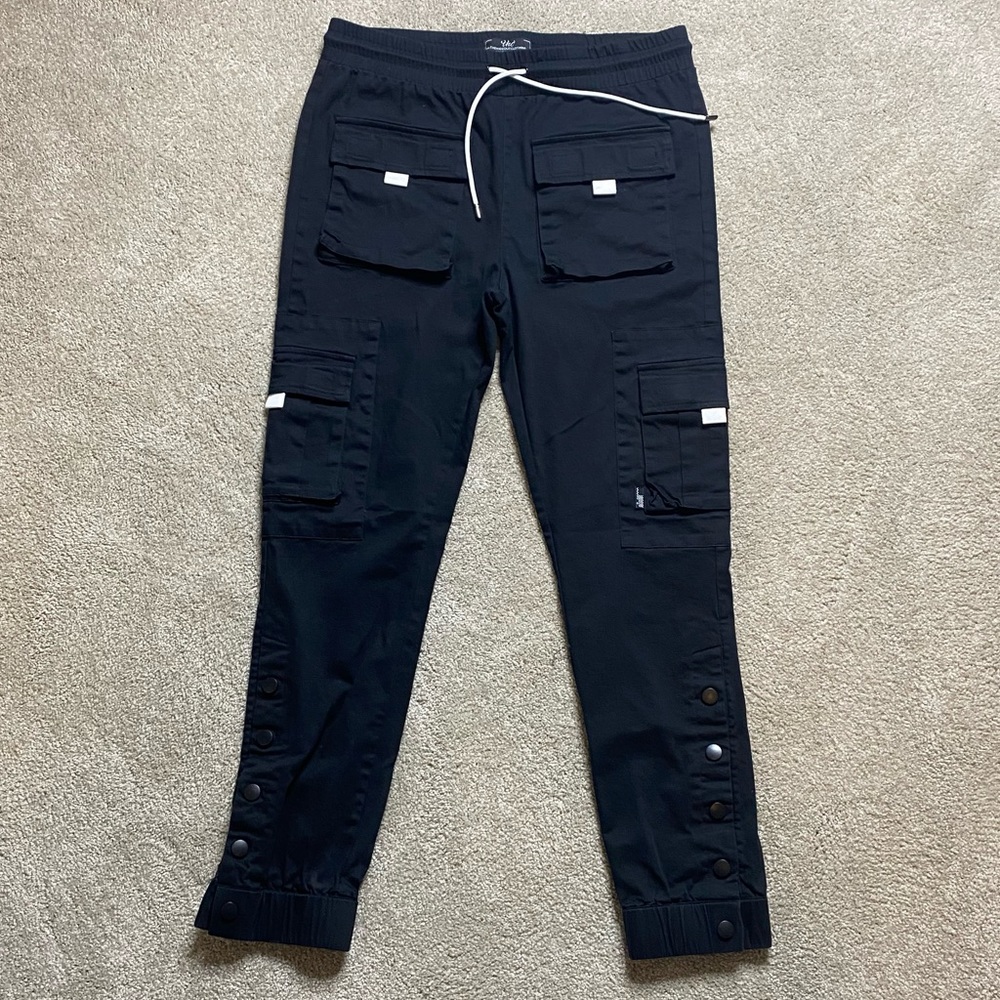 Track // Joggers Pants by The HideOutClothing // black Multi pocket Button Ankle